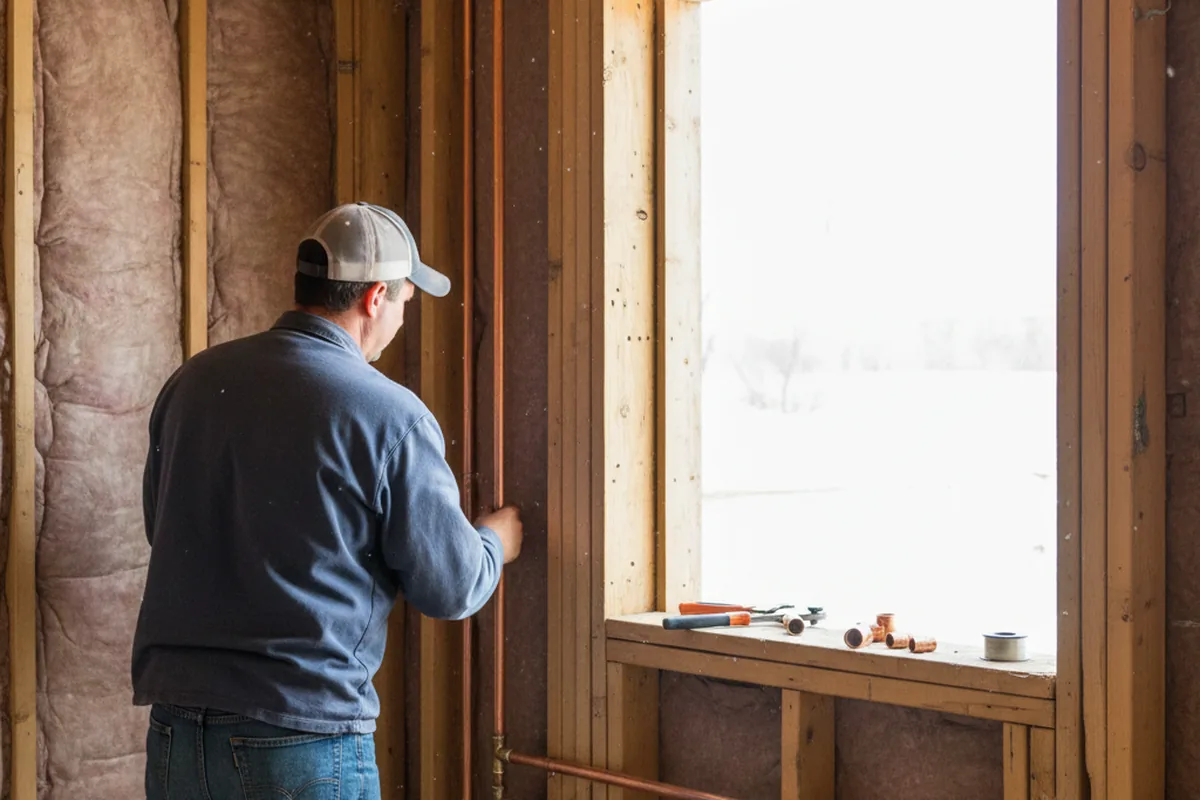 Licensed plumber running new copper supply lines in a Miranda home