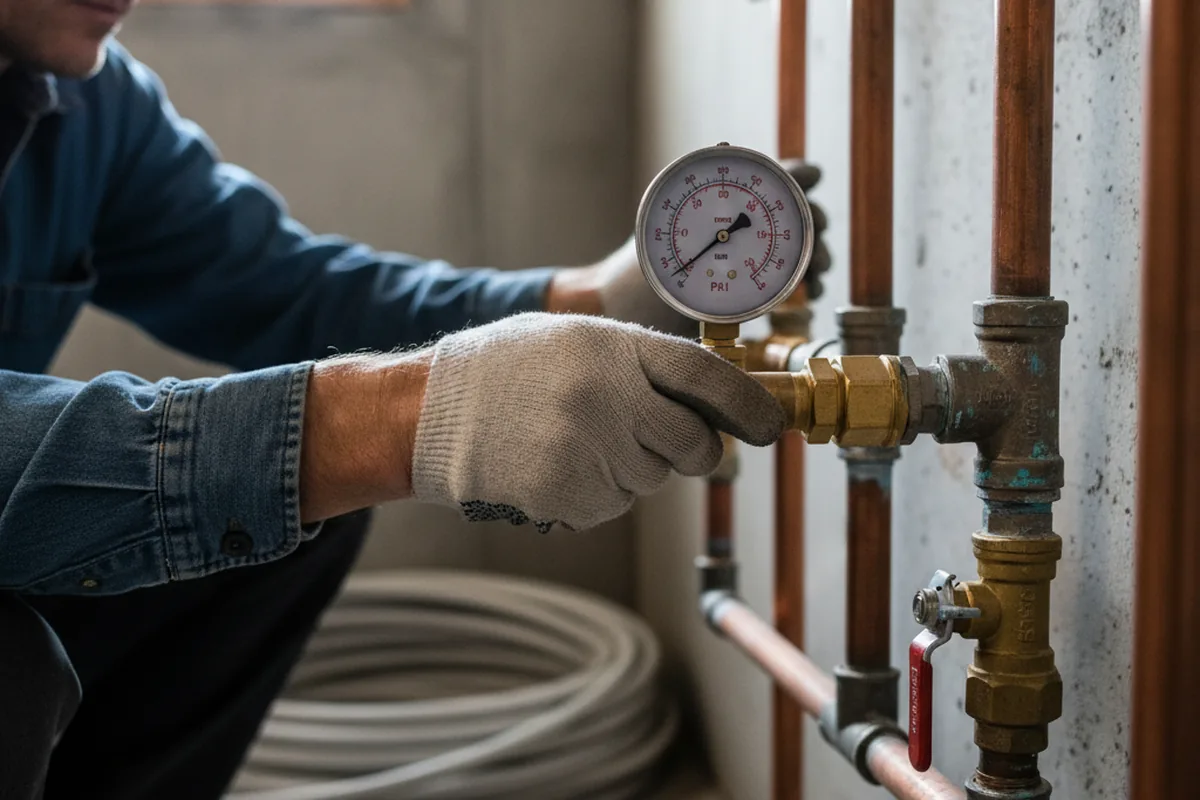 Pressure testing a repaired line during Water Line Repair in Miranda
